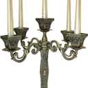 Metal Candelabra 17" Height, Candle Holder with 5 Arms,Antique Bronze Furnish Candle Holder, Centerpiece for Home Decro,Wedding Event, Party,1 Pack (Bronze Color)