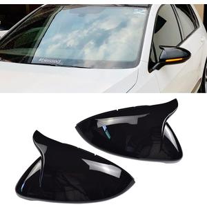 1 Pair Rearview Mirror Cover Left Right Side Mirror Covers Caps for VW Golf MK7 7.5 GTI 7 Golf 7 R (Black-2)