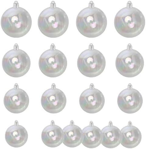 Pack of 2, 4 Sizes 18Pcs Iridescent Ornaments Balls Clear Plastic Ornaments for Crafts DIY Bubble Pot Halloween Cauldron Christmas Ball Ornaments Bubble Birthday Wedding Decor, (18)