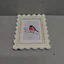 Wontree Wavy 5x7 Picture Frame White with Gold Beaded Trim, Resin Frame with Real Glass, Display 5x7 Photos Matted to 4x6, Vertical and Horizontal Desk Tabletop or Wall Hanging