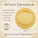 Uiifan 50 Pcs Gold Charger Plates Bulk 13'' Antique Plastic Chargers, about 13 inches in diameter