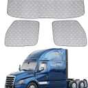 6 Layers Semi Truck Window Shades Custom Fit 2018-2026 Freightliner Cascadia, 3 Set Front Windshield and Side Windows Foldable Sun Protector Privacy Cover