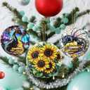 Christmas Ornaments, Dodosky 2.8in Ceramic Sunflower Ornament, Xmas Decor, Christmas Tree Ornaments, Xmas Decorations for Tree, Holiday Ornament, Gift Ideas, Sunflower Gifts for Women, Friend