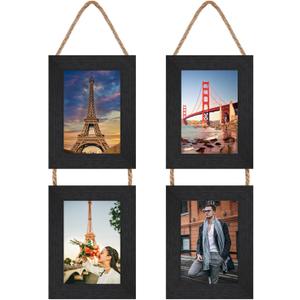 5x7 Wall Hanging Picture Frames Collage with 2 Opening Black Frames 2 Pack