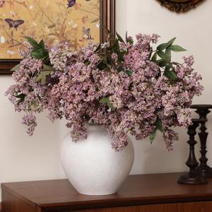 Zeyune 3 Pcs Artificial Purple Berry Stem Spring Faux Flowers Picks Branches Fake Realistic Sedum Stem Spray for Wedding Holiday Seasonal Farmhouse Mantel Harvest DIY Home Decorations(42 Inch)