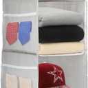 PetsHome 4-Shelf Hanging Closet Organizer, Space Saver, Closet Hanging Storage Shelves with Mesh Pockets & Magic Tap for Storage, Foldable-Grey