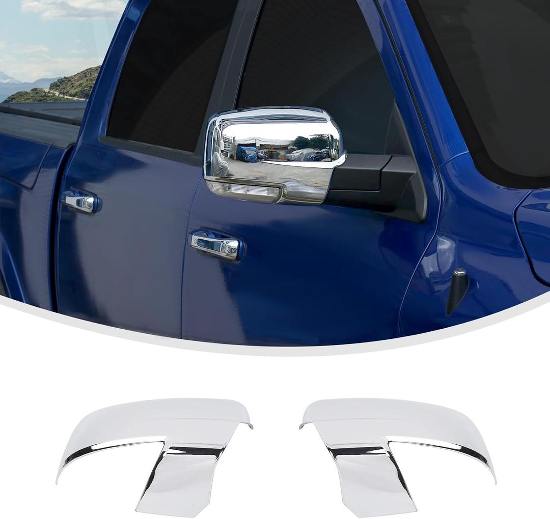 Linskip Driver and Passenger Side Mirror Covers Compatible with 2009-2018 Dodge Ram 1500 & 2019-2024 Ram 1500 Classic with Turn Signal Light Cutout, Door Mirror Bezel Caps Chrome