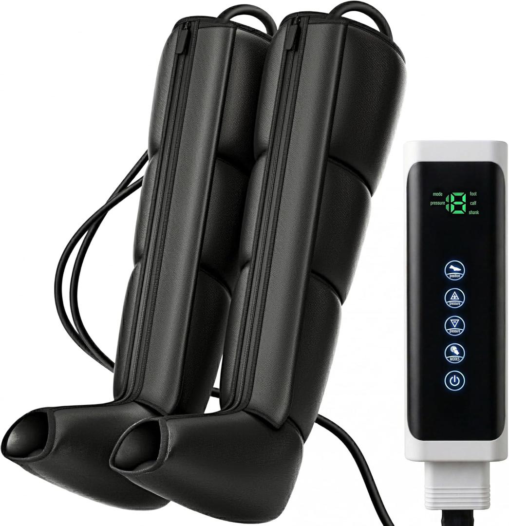 Leg Compression Massager, Air Compression Leg Massager for Circulation & Muscle Recovery,6 Modes 9 Levels, Adjustable Full Leg & Foot Massager for Pain Relief, Athletes & Office Use