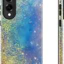 Esdot for Samsung Galaxy S25 Edge Case - Wireless Charging Compatible – Dual-Layer Soft Silicone + Hard Shell - Wildflower Design - Protective Phone Cover for Women Girls - Stellar Nebula Glimmer