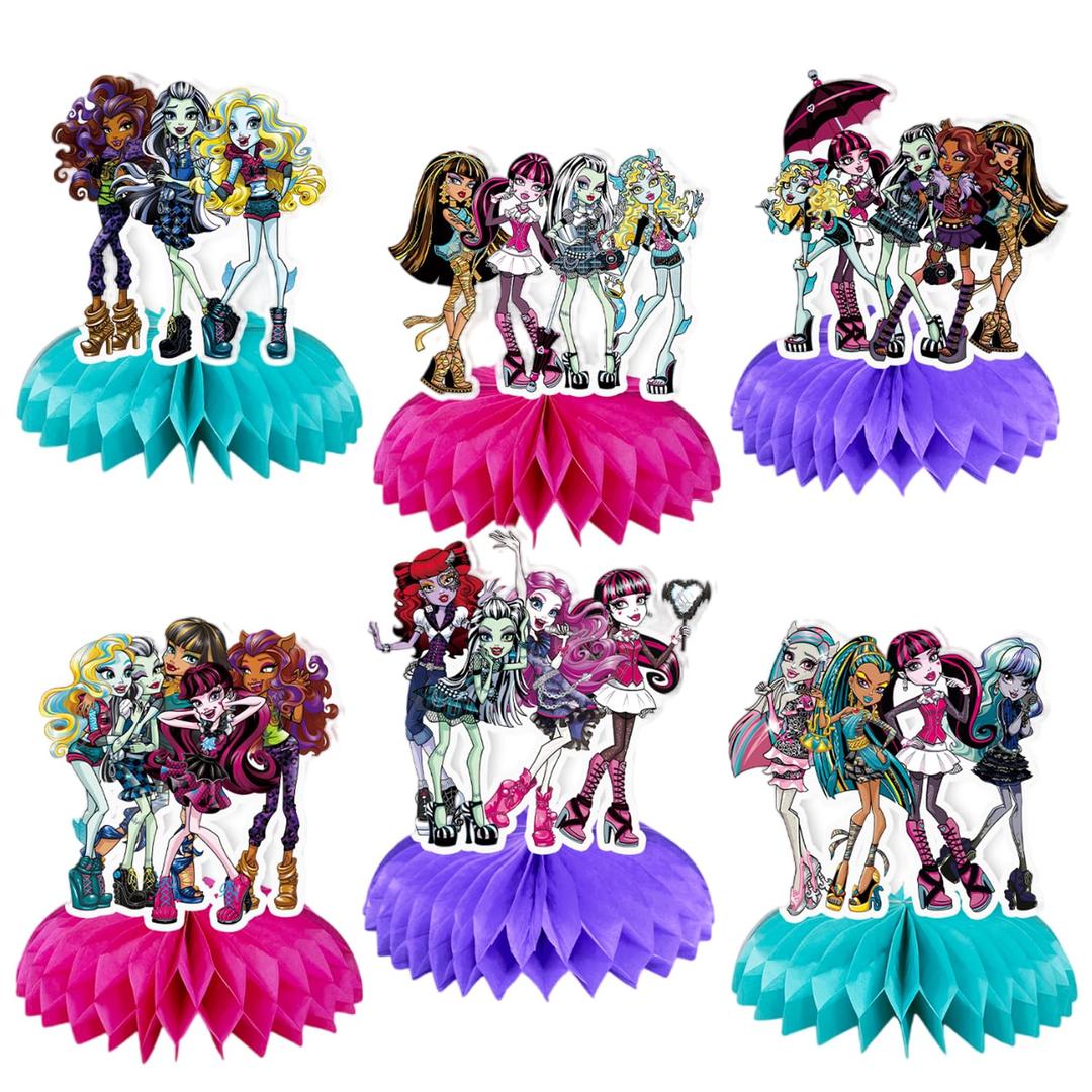 6Pcs Party supplies set Honeycomb Centerpieces Double Sided Table Topper for birthday party decoration monster high