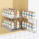 Mystozer Pull Out Spice Rack Organizer for Cabinet, Slide Out Spice Racks Organizer, Easy to Install Spice Cabinet Organizers, 2.3''Wx10.66''Dx8.11''H, 3 Packs-2 Tiers(Clear)