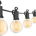 Brightown 30FT LED Outdoor String Lights, Plug-in Waterproof Patio Lights with 25 Shatterproof Bulbs, Warm White Outdoor Hanging Light Decor for Backyard Deck Garden Bistro Porch Party (29ft 1PC)