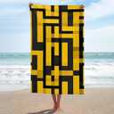 Yellow Black Plaid Checkered Large Beach Towel Pool Towel Lightweight Travel Towels Soft Bath Towel for Adults Men Women 130x80cm