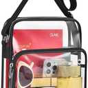 MAY TREE Clear Messenger Bag Stadium Approved Clear Bag Purse for Stadium Events Concert Sport Work (Black)
