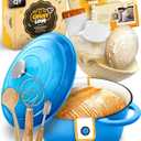 CRUSTLOVE Dutch Oven for Bread Baking - incl. Sourdough Bread-Baking Supplies like Banneton Bread-Proofing Basket - 5QT Enameled Cast Iron Bread-Oven with Lid, Bread-Pan Sour Dough Starter Kit