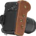 Megagear MG1185 Canon EOS Rebel T6s, 8000D (18-55mm) Ever Ready Leather Camera Case and Strap - Dark Brown