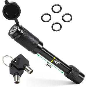 Premium Trailer Hitch Pin Lock with 5/8 Diameter for Class III/IV 2 Inch Receiver - Anti Theft Hitches Accessories Anti Rattle Tongue Locking for Truck, Boat, RV Trailers (Black, 3 Inch Length)