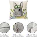 Bunny Eggs Cross Flowers Rabbit Easter Pillow Covers Throw Pillow Cases Set of 4 Decorations for Farmhouse Home Sofa Couch Cushion Cover Party Holiday Decor 16x16 Inch