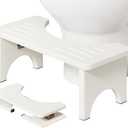 Osivaes 7 Inch Bamboo Toilet Stool Squat Adult, Foldable Squatting Potty for Adults, Ergonomic Poop Stool with Non-Slip Surface, Portable for Bathroom & Travel, White (1 Pack)