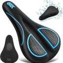 Bike Seat Cushion Gel Padded Bike Seat Cover Extra Soft Comfy for Men Women Comfort,with Peloton Stationary, Exercise, Mountain Bikes, Road & Electric (Blue)