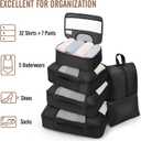 Veken 10 Set/8 Set Packing Cubes for Travel Essentials, Suitcase Organizer Bags in 4 Sizes, Carry-On Luggage Accessories with Laundry Bag & Passport Holder, Airplane Must Have, Camp Gifts for Men (01 Black)