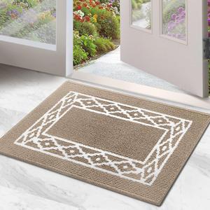 Premium Quality Polypropylene Indoor Door Mat - Beautiful Design with Non-Slip Backing, Washable & Low Profile Doormat - Ideal for Entryway Doors, Foyer, and Mudroom (20" x 30") (1'8" x 2'6" (Rectangular), Brown)