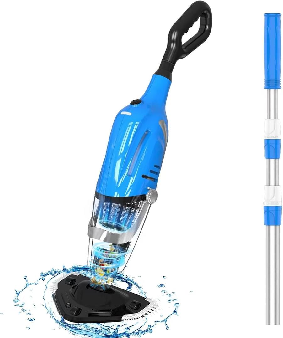 Cordless Pool Vacuum Cleaner, Rechargeable, Handheld Pool Vacuum for Above Ground and Inground Pools, spa hot tub 18.5 GPM Suction 80 Min Run Time