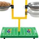 NCAA Kansas Jayhawks Goalpost Football Field Dog Feeder  Adjustable Elevated Dog Bowls with Stand, 2 Stainless Steel Bowls, Non-Slip Rubber Feet, Raised Pet Feeder for Large & Small Dogs