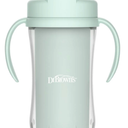 Dr. Brown's Milestones Insulated Sippy Cup with Straw and Handles, SpillProof Tumbler with Lid, 2Pack, Green, 10 oz/300 mL, BPA Free, 12m+