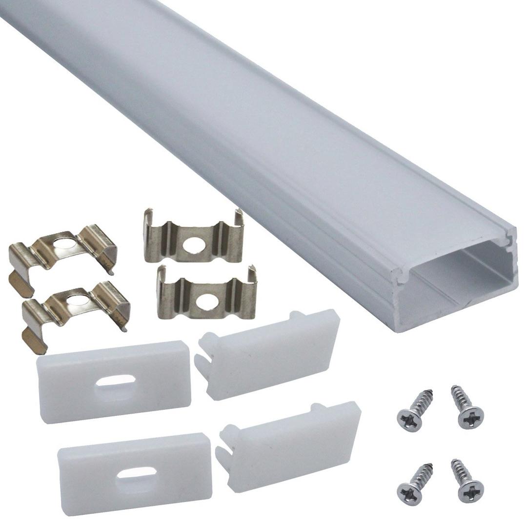 Litever 6-Pack 3.3ft/1 Meter 9x18mm U Shape Aluminum Channels with Diffuser, End Caps and Mounting Clips LED Strip Channels for Max 16mm Wide LED Lightstrip Light Mounting-LL-007-M