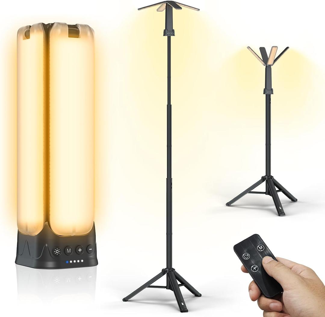 Clemas Camping Lights with Remote & Stand 6 Ft,14000 mAh Rechargeable Camping Lantern Tent Light, 6000 Lumen Magnetic Work Light,Portable Outdoor Light for Hiking,Camping,Emergency,Power Outages