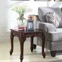 Roundhill Furniture Traditional Ornate Detailing Wood End Table, Dark Cherry, 21 in x 22 in x 20 in