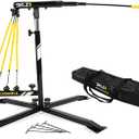 SKLZ Hurricane Batting Swing Trainer for Baseball & Softball - Durable Swing Arm - 4 Power Band System - High-Visibility, Anti-Dent Target Ball Head - Screw-in Base Legs, Metal Stakes & Carry Bag
