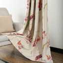 Leeva Wide Blackout Farmhouse Curtains for Sliding Door, Sun Light Block Window Treatment Curtain Thermal Insulated Linen Drapes for Girls' Room, 2 Panels, 52 x 96, Red Flowers