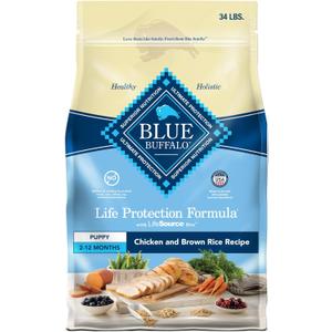 Blue Buffalo Life Protection Formula Puppy Dry Dog Food with DHA and ARA, Made with Natural Ingredients, Chicken & Brown Rice Recipe, 34-lb Bag (34 Pound (Pack of 1))
