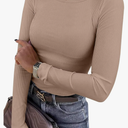 Women Long Sleeve Crewneck Rib Knit Slim Fit Shirts Basic Tee Tops 2024 Casual T-Shirt Going Out Workout Outfits, S, XXL, 2 Pieces