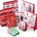 24 PCS Christmas Bags for Wrapping Holiday Gifts,Hot Stamping Foil Festival Bag Bulk Set with Snowman, Reindeer,Christmas Stocking/Cane/Tree, Snowflake, Gin Design - 6 X-Large,6 Large,6 Medium,6 Small (24 Count (Pack of 1))