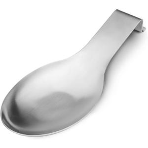 VanlonPro Stainless Steel Spoon Rest, Spatula Ladle Holder, Stainless Steel Utensil Spoon Rest Holder, Brushed Finish, Dishwasher Safe 9.8 x 3.7 Inch (Silver 1PC)