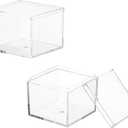 Acrylic Box with Lid, 2.17 x 2.17 x 1.77 in Acrylic Display Case Plastic Square Cube Container Storage Holder Stackable Bins for Cosmetic Collectible Candy Jewelry(2 Pack, Clear)