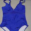 SUUKSESS Women Sexy Mesh Tummy Control Swimsuit Push Up High Waisted Bathing Suit (Blue, L)