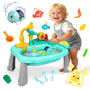STBEIMEIMY Kids Play Sink with Running Water, Mini Water Table, Water Toys, Upgraded Faucet and Play Dishes, Children Electric Dishwasher Playing Toy, Kitchen Sensory Toy Sets for Girls and Boys