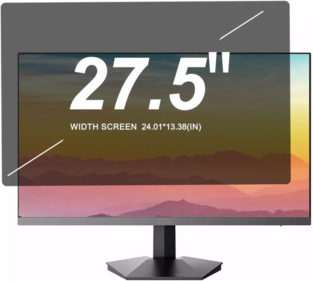27.5" Computer Privacy Screen for Monitor Filter. Anti-Glare/Anti Blue Light/Anti Scratch Film, Glare Relieve Screen Filter Anti Fingerprint. Size Is(610*340 mm. 24.01*13.38 inch),16:10 Aspec