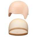Syhood 2 Pieces Halloween Bald Cap Makeup Latex Bald Head Wig Caps Cosplay Costume for Adults(Beige,Large)