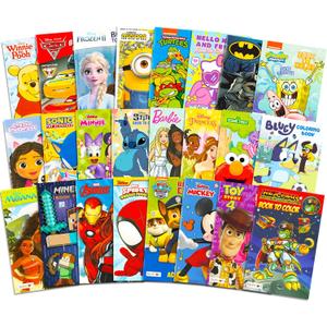 24 Pack Small Coloring Books for Kids Ages 4-8, 2-4 - Bulk Coloring Bundle Classroom Rewards, Prizes, PreK Kindergarten Party Favors with Disney, Nick, More | Mini Activity Books for Boys, Girls