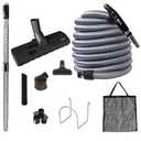 OVO Central Vacuum Standard Kit, with 50ft Low-Voltage Hose, ON/Off Control at The Handle, 12 Combo Brush and Accessories, for Hard Surfaces and Carpets, B 50', Black,KIT-LV50S