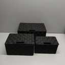 Sorbus Set of 3 Black Woven Storage Baskets with Lids  Mesh Hand-Woven Bins for Closet, Shelf, and Linen Organization  Variety Pack