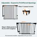 Cumbor 34" Extra Tall No Bottom Bar Baby Gate for Stairs, Hardware Mounted Dog Gate Indoor for Larger Pets, Expandable 31.6-48" Safety Gate for Doorways, Wide Walk Thru Door for Easy Access (Black)