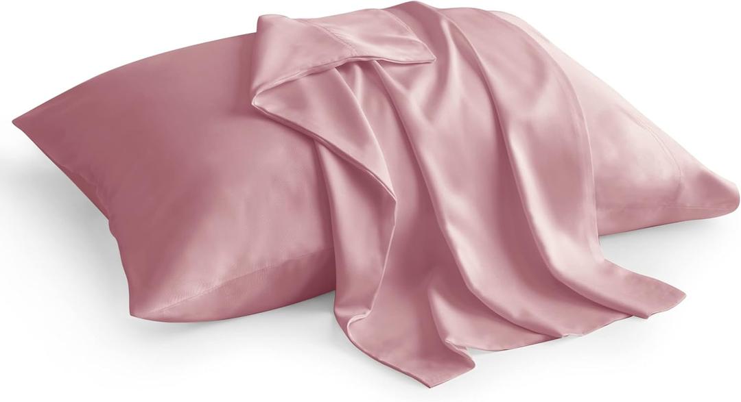 BEDELITE King Size Pillow Cases Set of 2, Rayon Derived from Bamboo, Cooling Pillow Cases for Hot Sleepers & Night Sweats, Breathable and Silky Soft Envelope Pillowcases(Rose Pink, 20"x40")