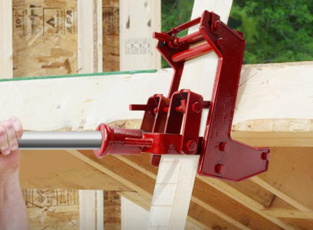 Cast Iron Wall Jack, HeavyDuty Portable Wall Jacks for 17/8 inch Wide x 31/2 inch Long fir polesand 1" OD Steel Pipes, for Framing, Lifting Wall Beams, Rated Capacity 1,000 lbs, Red, Pack of 1