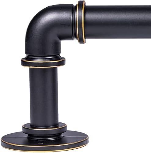 WORLD RODS Antique Brass Curtain Rod for Windows 18 to 88 Inches,1 Inch Adjustable Drapery Pole,Heavy Duty Outdoor/Indoor Modern Curtain Rods,Easy Installation(Black Gold 18"-88")